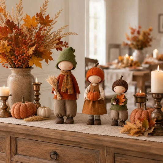✨ 3er-Set rustikale Herbst-Erntepuppen-Figuren