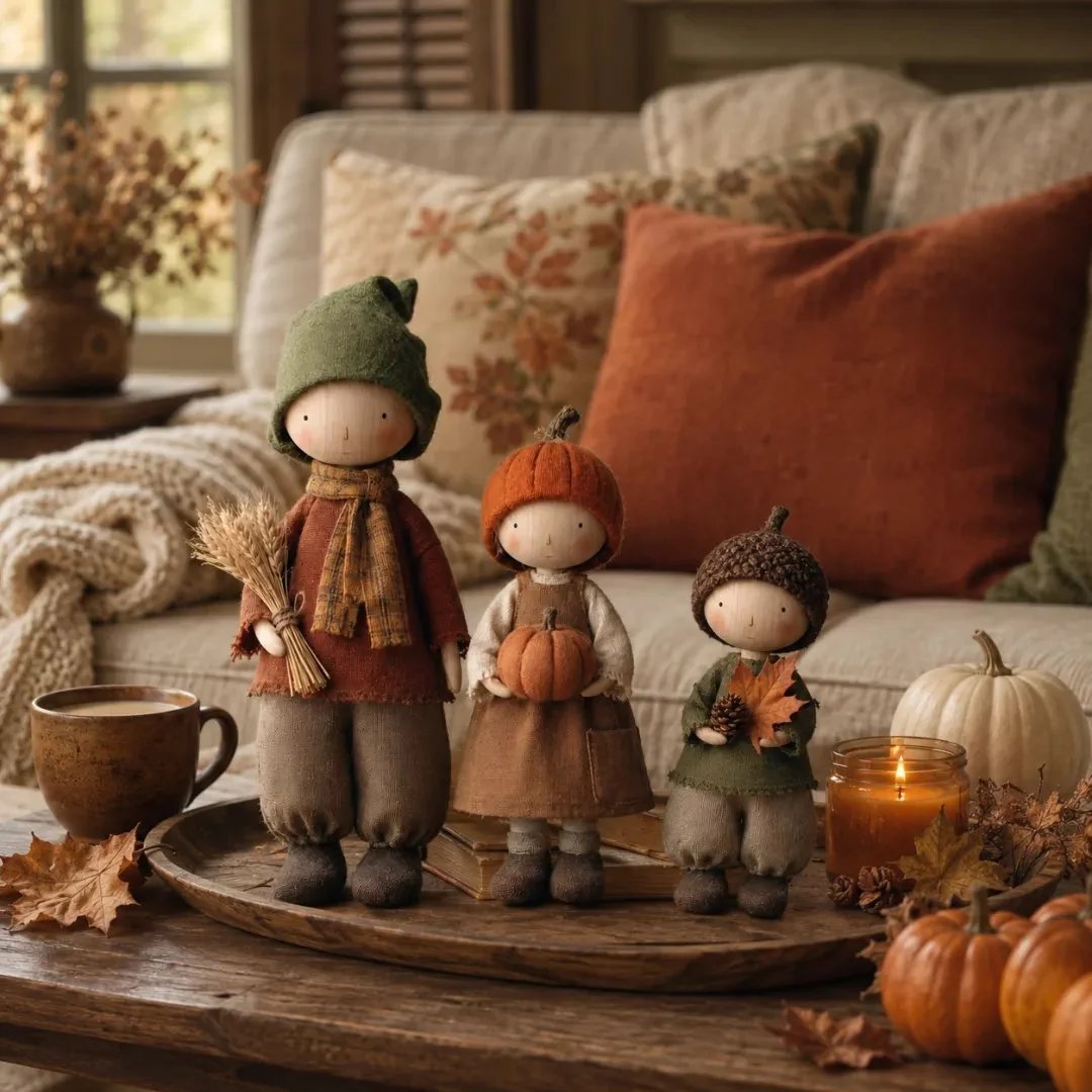 ✨ 3er-Set rustikale Herbst-Erntepuppen-Figuren