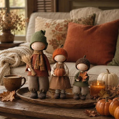 ✨ 3er-Set rustikale Herbst-Erntepuppen-Figuren