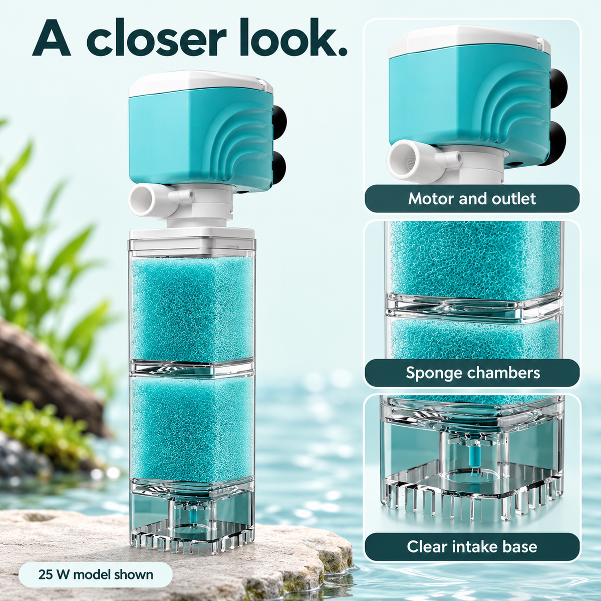 Submersible aquarium filter product view 3