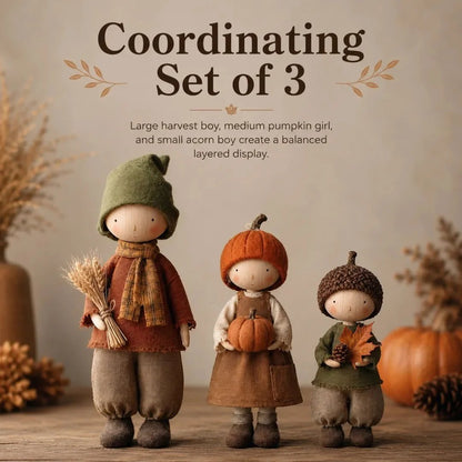✨ 3er-Set rustikale Herbst-Erntepuppen-Figuren