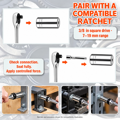 Universal Self-Adjusting Socket & Adapter – 7–19 mm