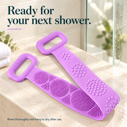 Double-Sided Silicone Back Scrubber with Grip Handles