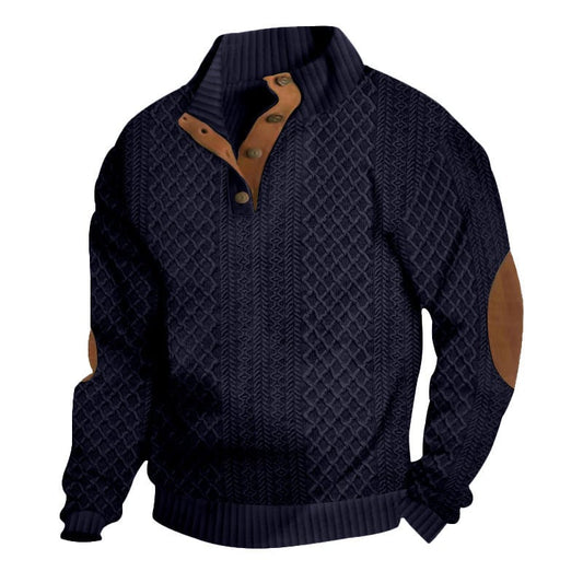 Men's Colorblock Jacquard Stand Collar Sweatshirt