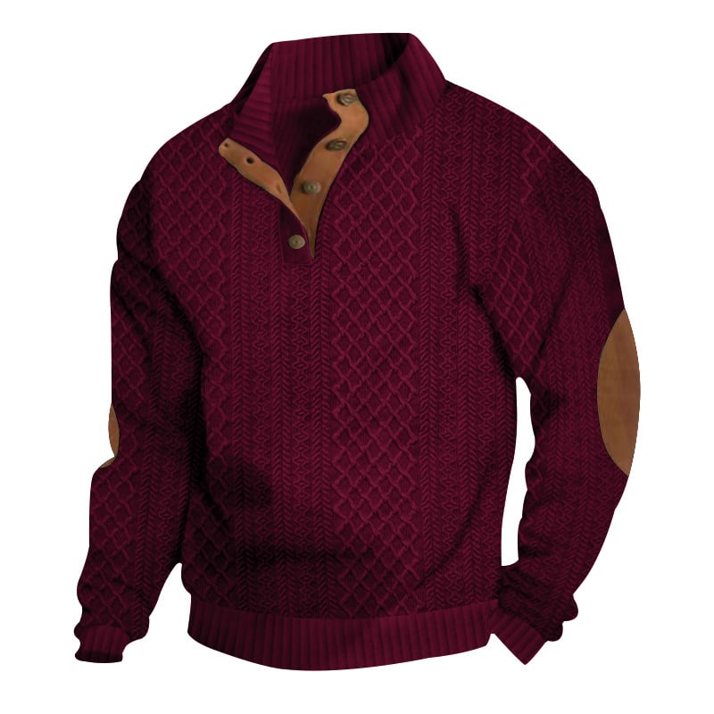 Men's Colorblock Jacquard Stand Collar Sweatshirt