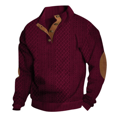 Men's Colorblock Jacquard Stand Collar Sweatshirt