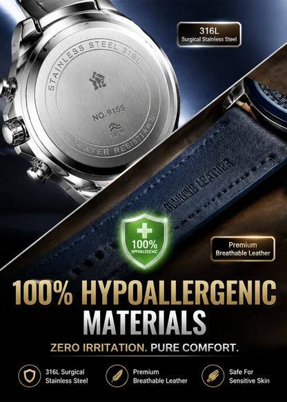 ⌚ Swiss Pilot Watch｜Authentic Swiss‑handcrafted, microscope‑calibrated movement, lifetime‑no‑replace solar movement, professional 20ATM waterproof 💧