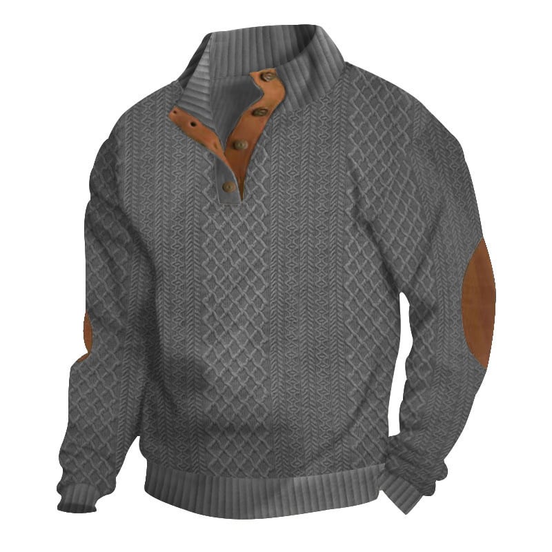 Men's Colorblock Jacquard Stand Collar Sweatshirt