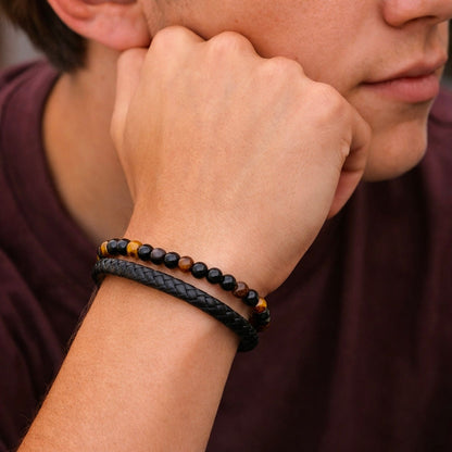 Tiger Eye & Leather Bracelet for Son: A Reminder of Your Love