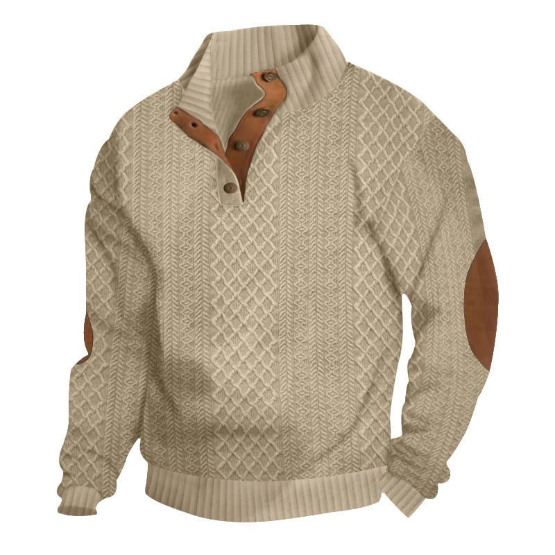 Men's Colorblock Jacquard Stand Collar Sweatshirt