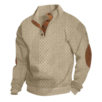 Men's Colorblock Jacquard Stand Collar Sweatshirt