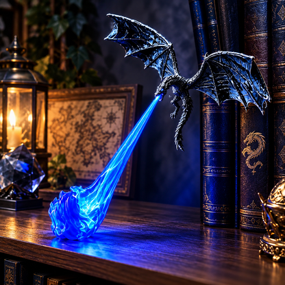 3D Printed Fire-Breathing Dragon Lamp – Magical Bookshelf Nook Decor Light