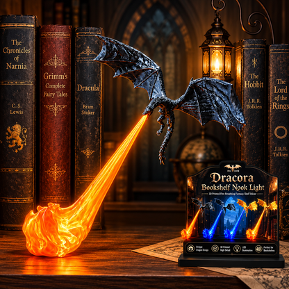 3D Printed Fire-Breathing Dragon Lamp – Magical Bookshelf Nook Decor Light