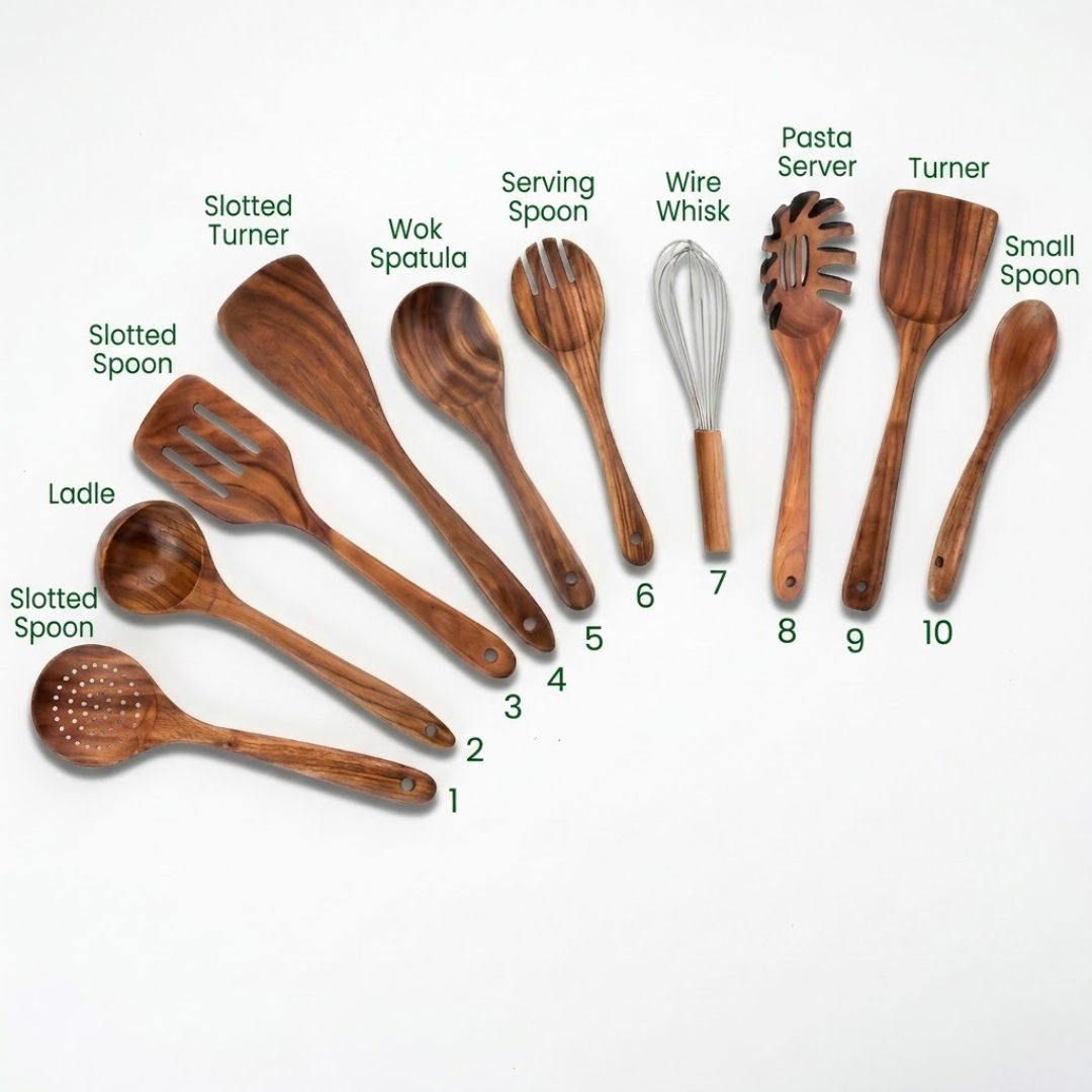 🔥 Last Day 49% OFF-Small Leaf Acacia Wood Utensil Set