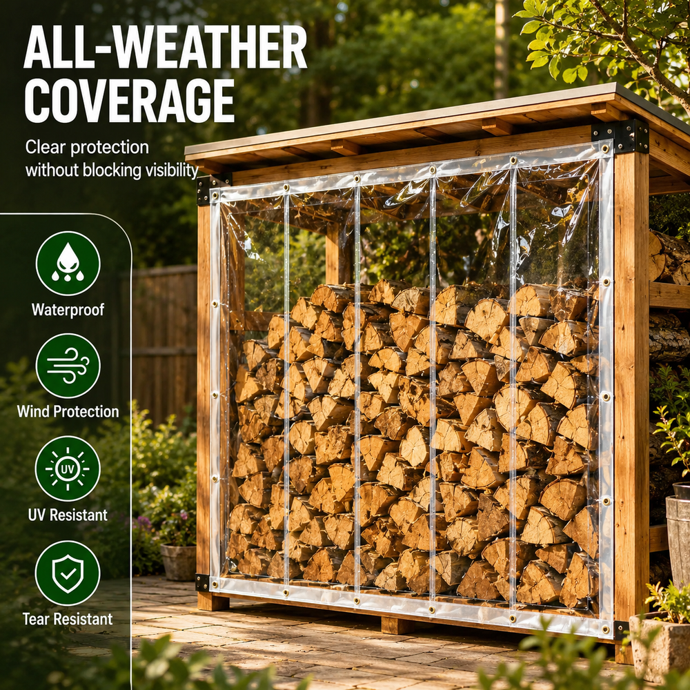🍂 Heavy-Duty Clear Waterproof Tarp – Wind Protection & Warmth for Fall Outdoors