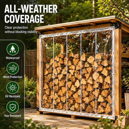 🍂 Heavy-Duty Clear Waterproof Tarp – Wind Protection & Warmth for Fall Outdoors