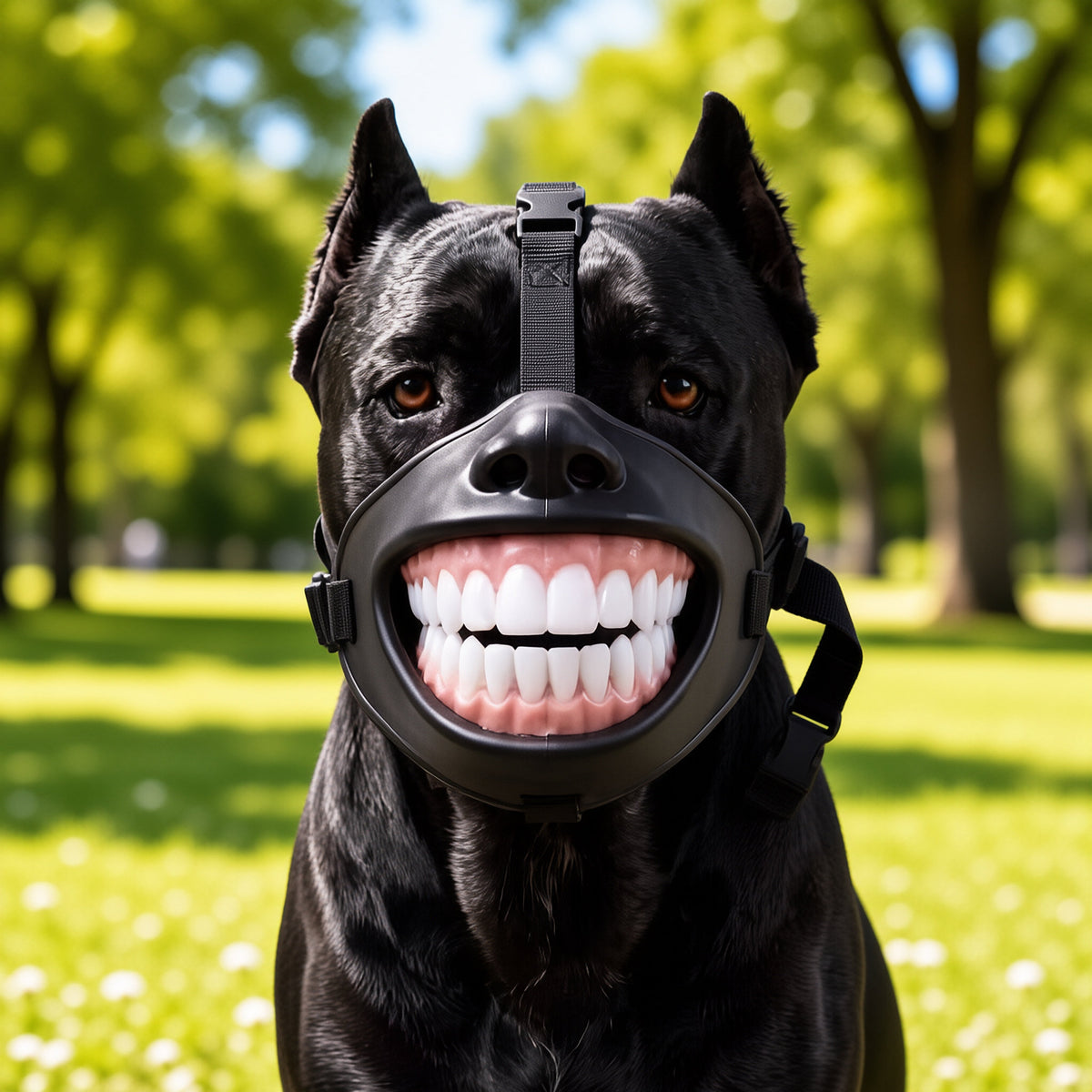 Funny Grinning Teeth Dog Muzzle | Halloween Pet Costume Accessory