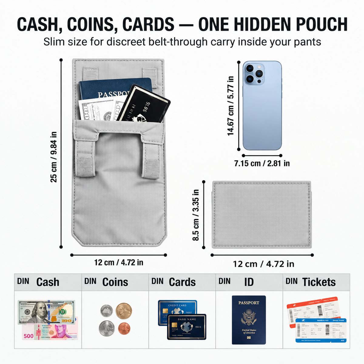 Hidden travel wallet for everyday carry