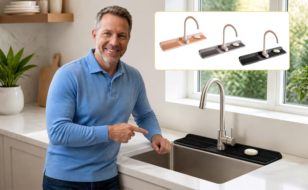 💧 Self-Draining Silicone Faucet Mat – Keep Your Countertop Clean & Dry