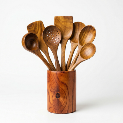 🔥 Last Day 49% OFF-Small Leaf Acacia Wood Utensil Set