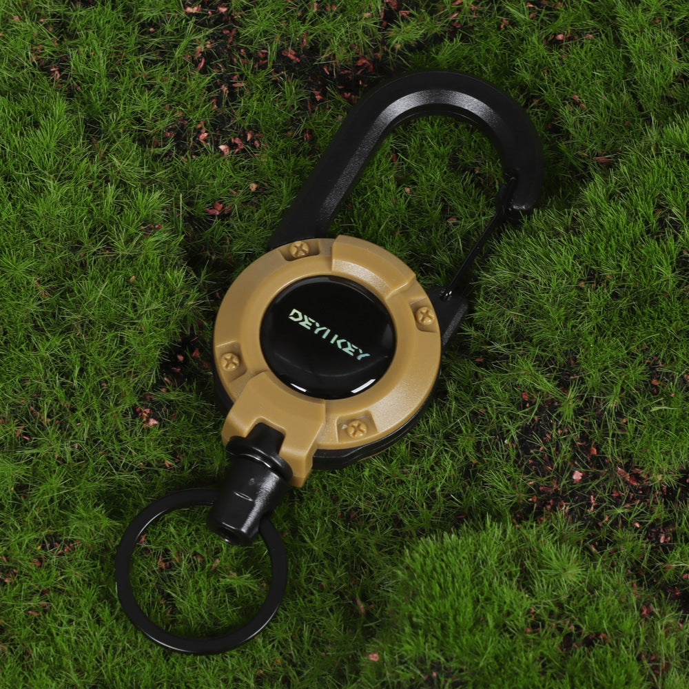 DEYIKEY Heavy-Duty Retractable Keychain Carabiner with Coated Steel Wire Cord
