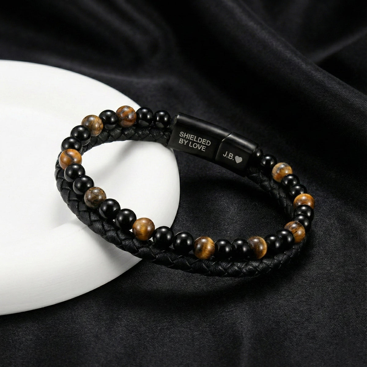 Tiger Eye & Leather Bracelet for Son: A Reminder of Your Love