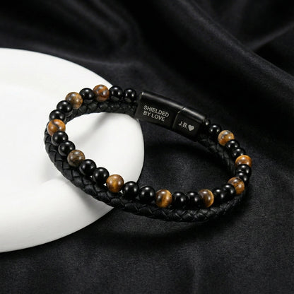 Tiger Eye & Leather Bracelet for Son: A Reminder of Your Love