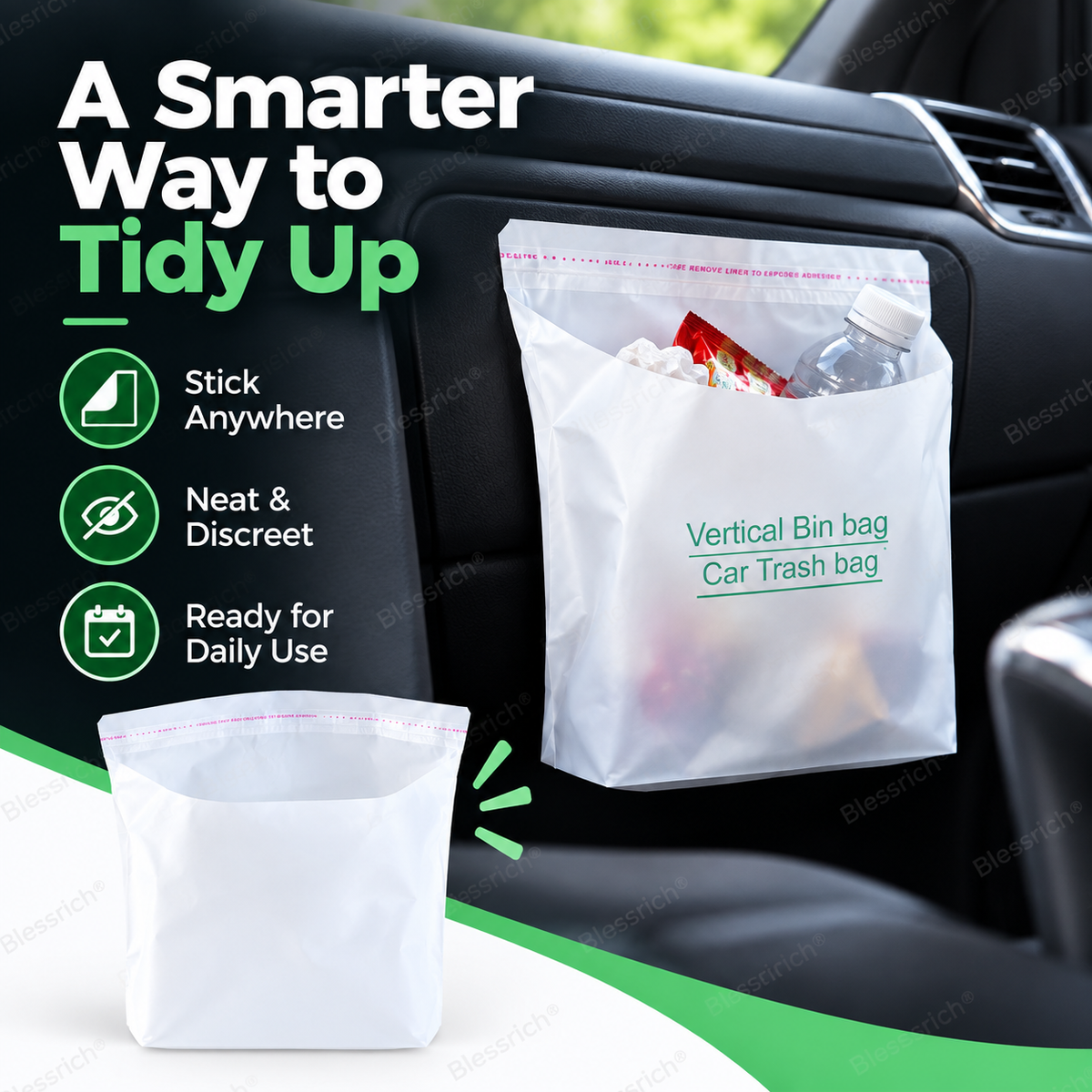 Self-Adhesive Car Cleaning Bags – Stick anywhere🚗