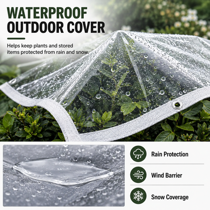 🍂 Heavy-Duty Clear Waterproof Tarp – Wind Protection & Warmth for Fall Outdoors