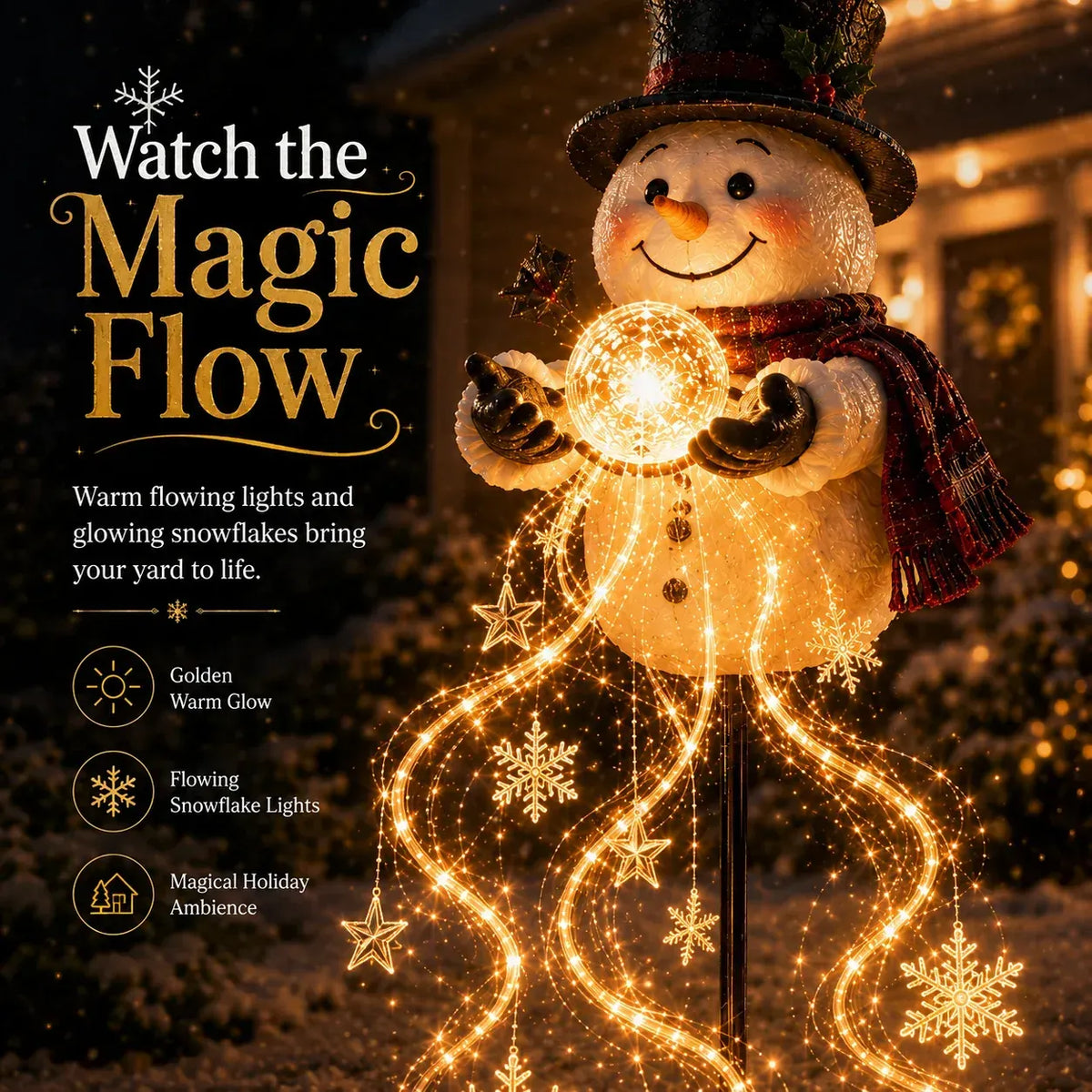 🎄Last day 49% OFF⛄Snowman Magic Fountain-Flowing Snowflake LED Christmas Garden Light❄