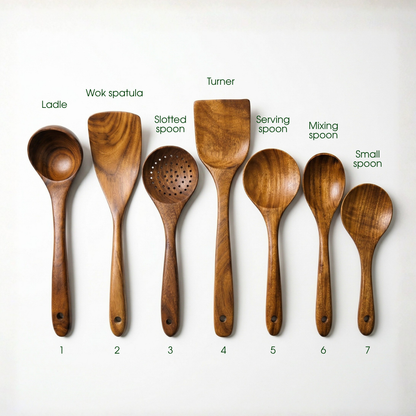 🔥 Last Day 49% OFF-Small Leaf Acacia Wood Utensil Set
