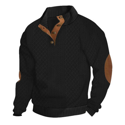 Men's Colorblock Jacquard Stand Collar Sweatshirt