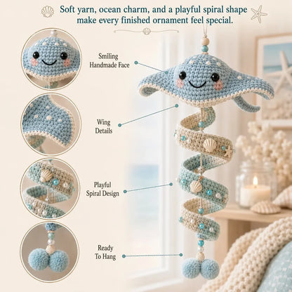 🌊Sea-animal themed crochet hanging kit (spiral) for beginners | Complete kit with all tools and step-by-step guide included💕 - 4
