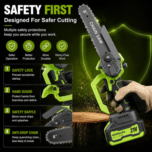 Mini Chainsaw 🔋 6-Inch Portable Electric Chainsaw for Tree Trimming & DIY URL Handle