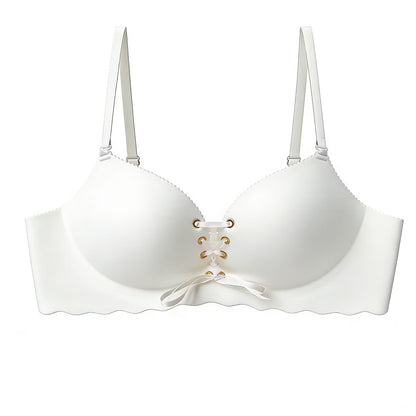 Drawstring Push Up Bra | Instant Cleavage & Anti-Sagging | Add 2 Cups Padded Wireless Strapless Bras Comfort Bra for A B C Cups Womenswear Minimalist Pink
