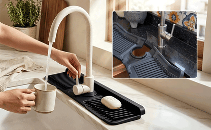 💧 Self-Draining Silicone Faucet Mat – Keep Your Countertop Clean & Dry