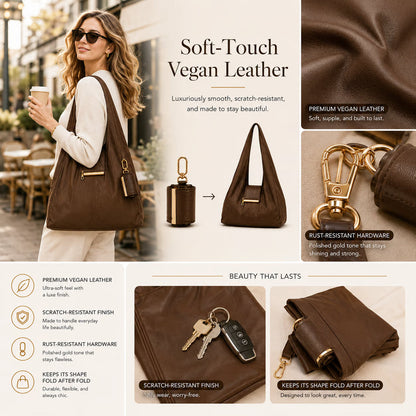 Toworkact™ Varelli Charm Transformable Bag – Stylish Vegan Leather Tote & Keychain Charm