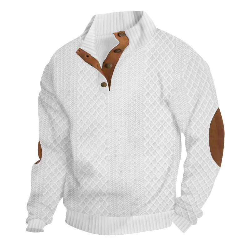 Men's Colorblock Jacquard Stand Collar Sweatshirt