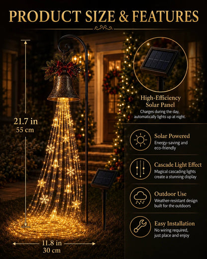 🎄 Solar-Gartenleuchte „Weihnachtsglocken-Kaskade“✨