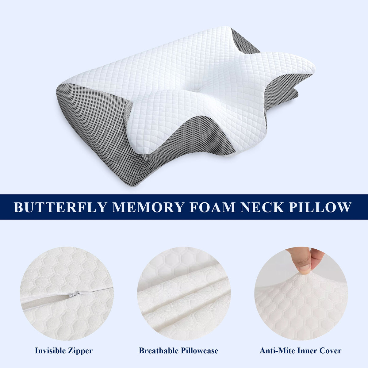 🦋 Anti-Snore Butterfly Pillow – Designed for Restful Sleep