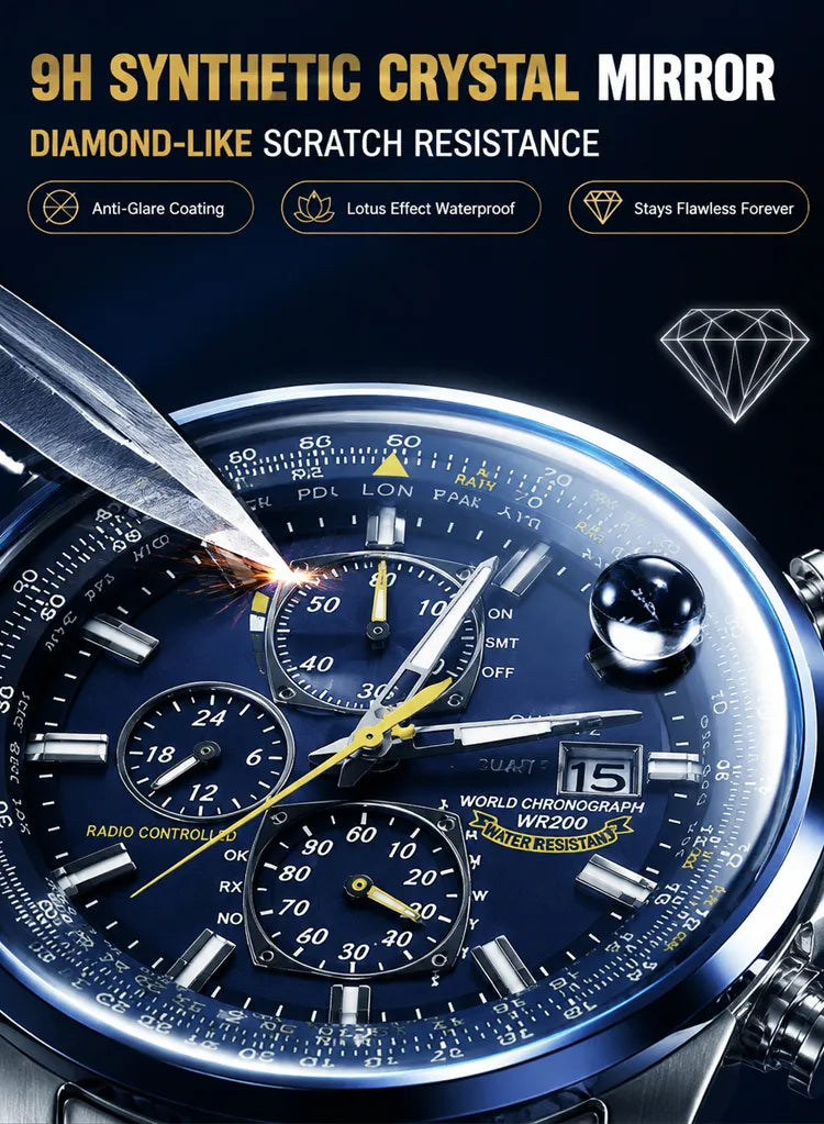 ⌚ Swiss Pilot Watch｜Authentic Swiss‑handcrafted, microscope‑calibrated movement, lifetime‑no‑replace solar movement, professional 20ATM waterproof 💧
