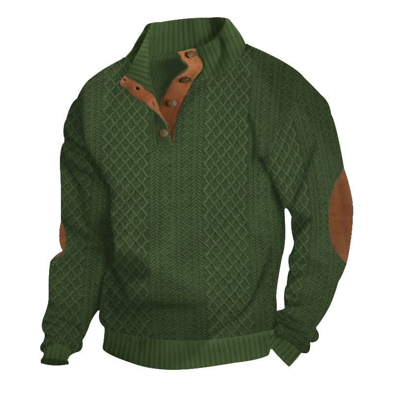 Men's Colorblock Jacquard Stand Collar Sweatshirt