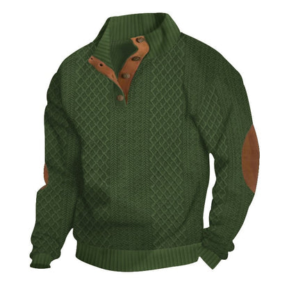 Men's Colorblock Jacquard Stand Collar Sweatshirt