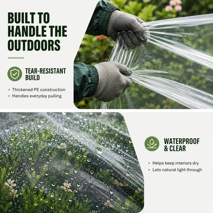 🍂 Heavy-Duty Clear Waterproof Tarp – Wind Protection & Warmth for Fall Outdoors