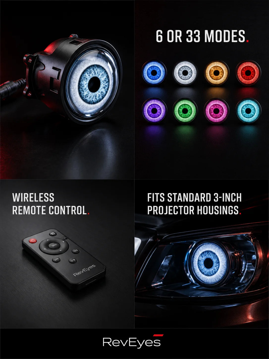 Animated Eyes – 3 Inch Universal LED Lights