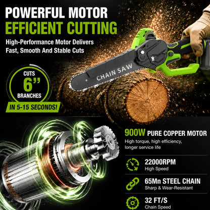 Mini Chainsaw 🔋 6-Inch Portable Electric Chainsaw for Tree Trimming & DIY URL Handle