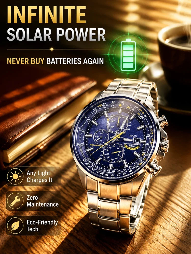 ⌚ Swiss Pilot Watch｜Authentic Swiss‑handcrafted, microscope‑calibrated movement, lifetime‑no‑replace solar movement, professional 20ATM waterproof 💧