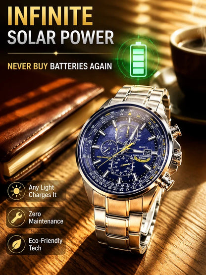 ⌚ Swiss Pilot Watch｜Authentic Swiss‑handcrafted, microscope‑calibrated movement, lifetime‑no‑replace solar movement, professional 20ATM waterproof 💧