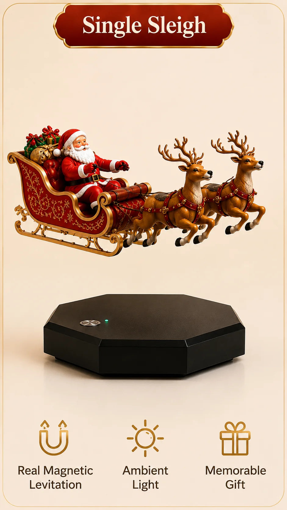 🎅 Santa’s Flying Sleigh — Magnetic Levitation Christmas Display ✨