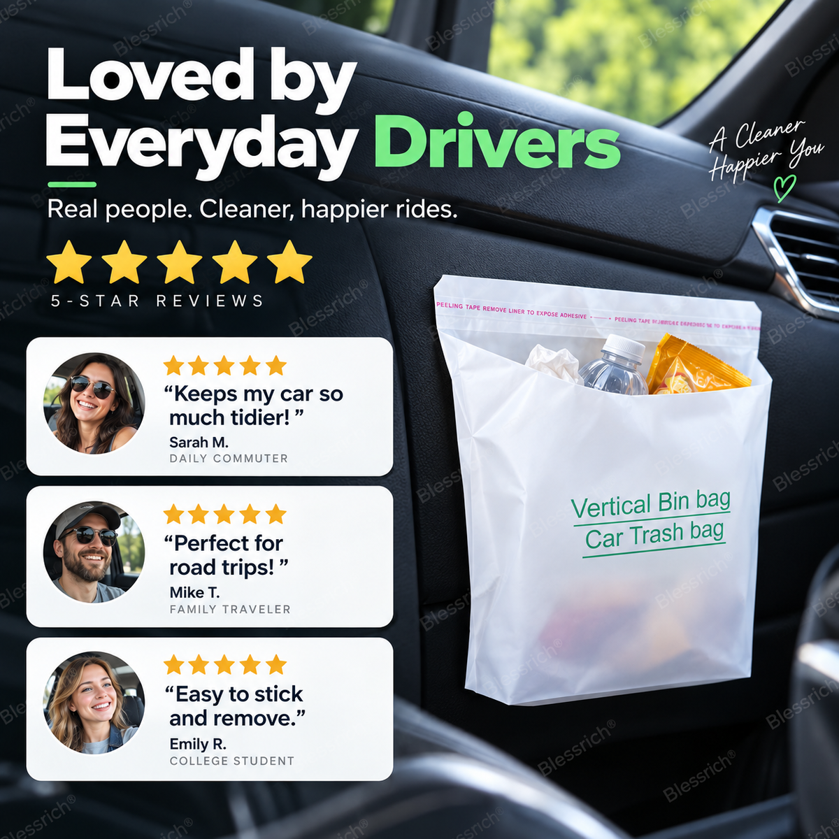 Self-Adhesive Car Cleaning Bags – Stick anywhere🚗